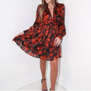 NWT Elan Elegant Red and Black Floral Dress